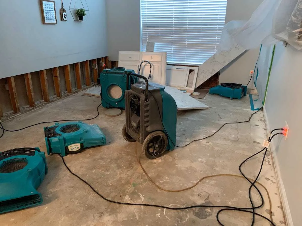 Dehumidifier in flood-cut room for Water Damage Restoration in Western Springs